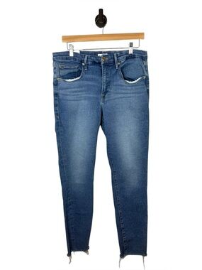 Good American Good Legs Jeans Raw Hem Blue Skinny Size 14 32